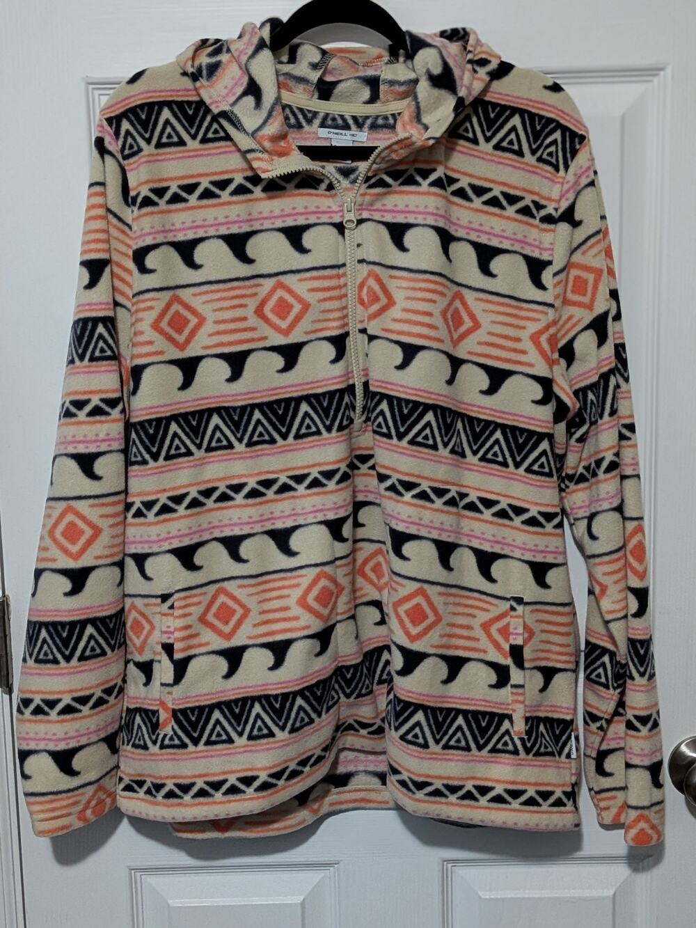 O'Neill Sierra Fleece Hoodie XXL Half Zip Pullover Aztec Southwest Wave Print